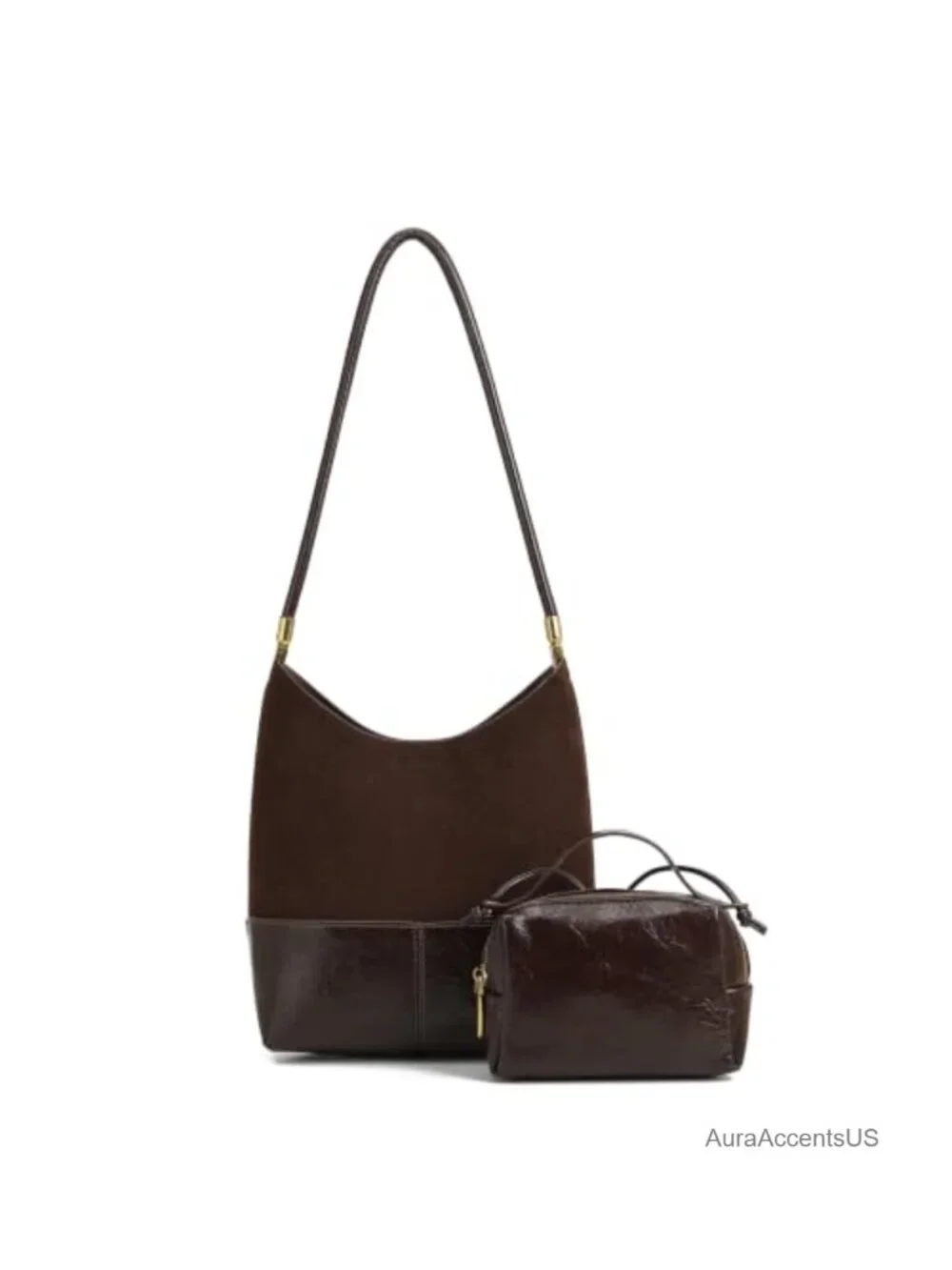 Faux Suede Hobo Shoulder Bag for Women, Vintage Underarm Purse, Lightweight